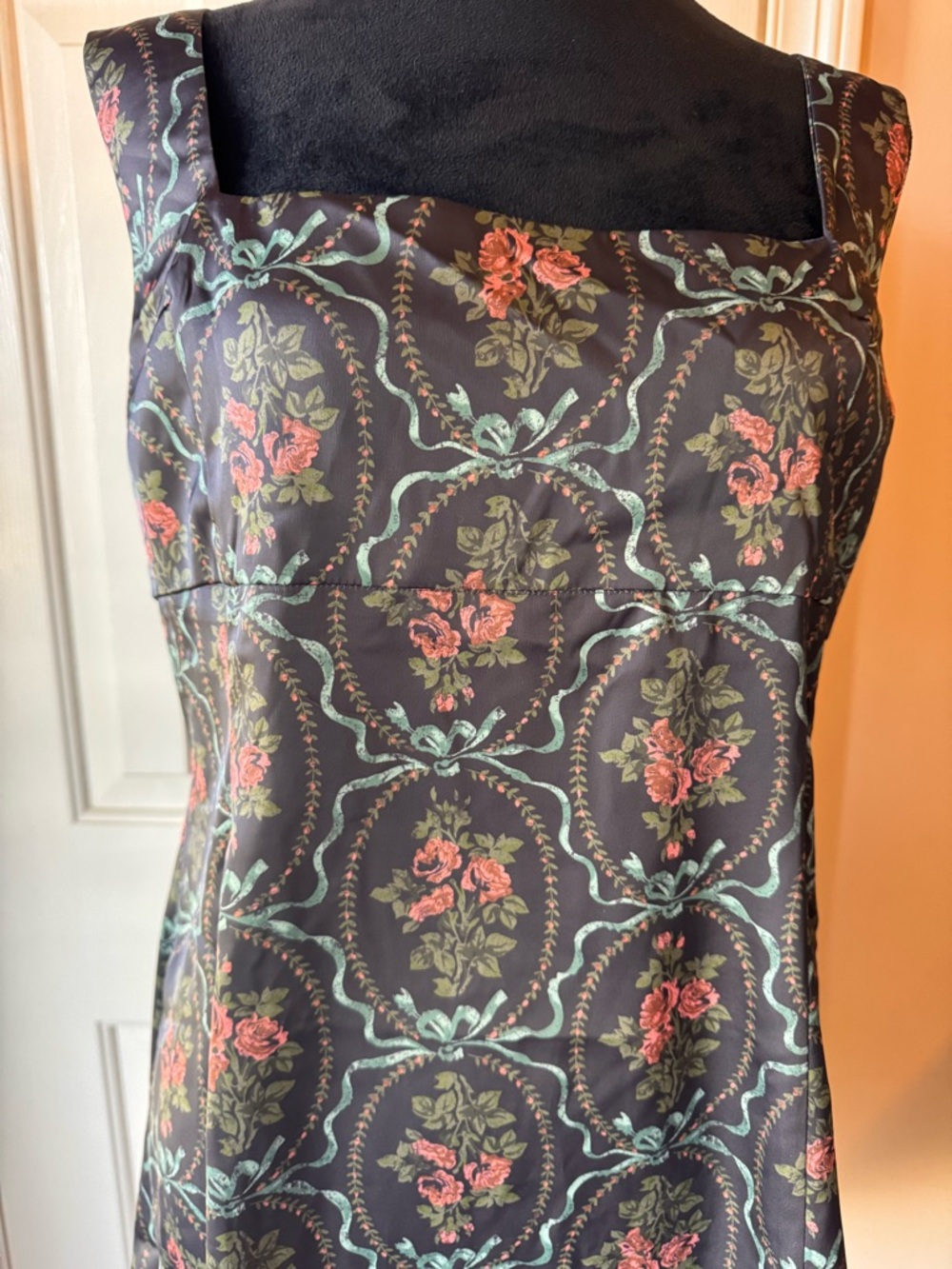 Urban Outfitters Floral Satin Mini Dress with Double Bow Back- szX-Large -NWT - Picture 4 of 14